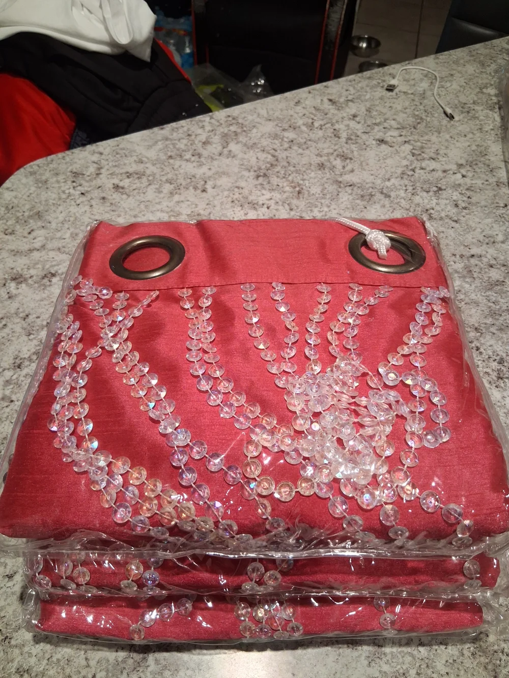 Elaine Pink Beaded Window Panel - Diamonds R Forever